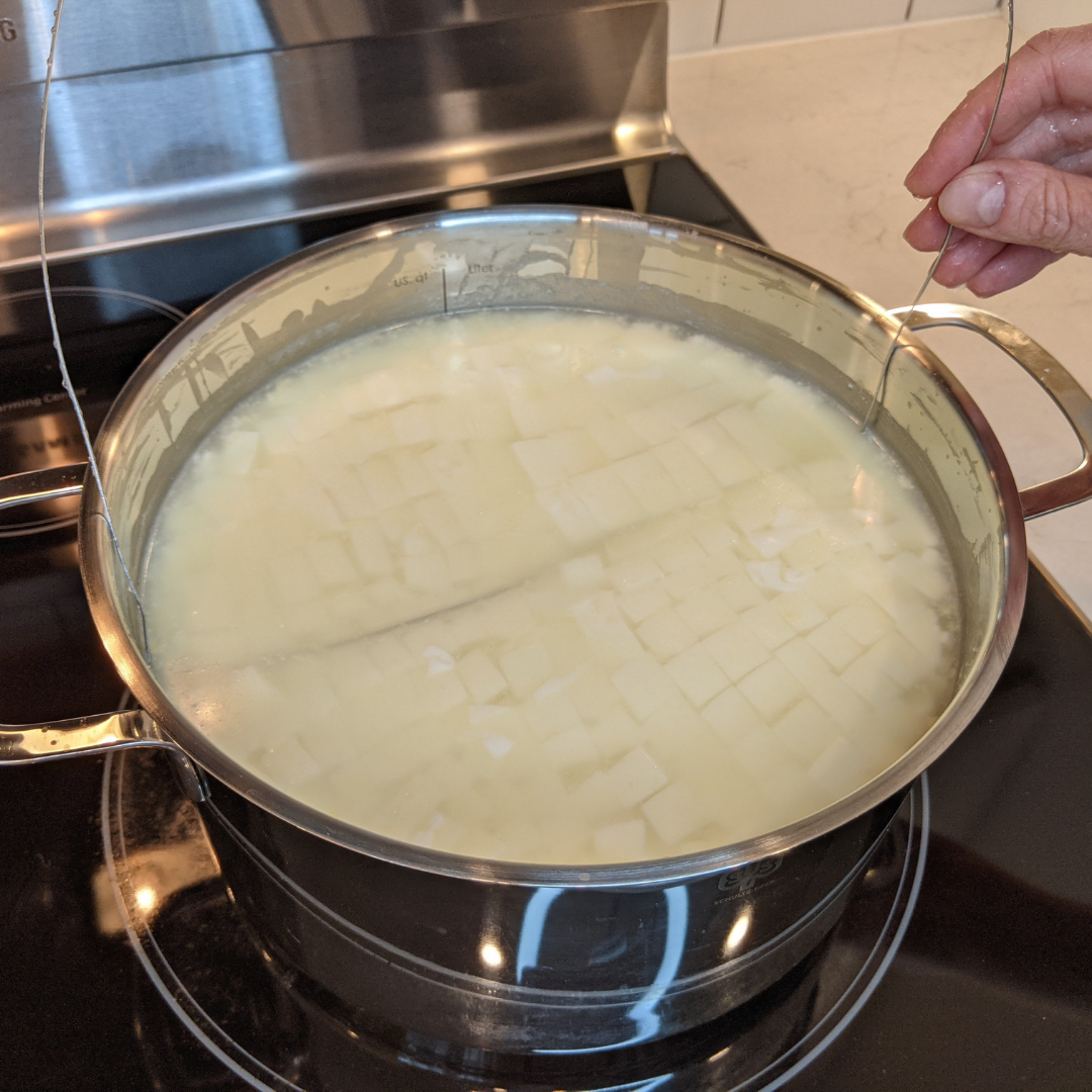 Cutting Curd for Cheddar
